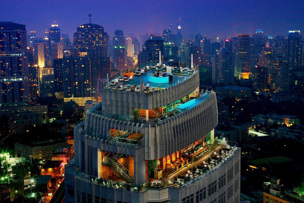 Rooftop bar in dark